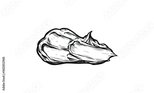 Black and white sketch of garlic clove with detailed line work. Vector retro hand drawn illustration.
