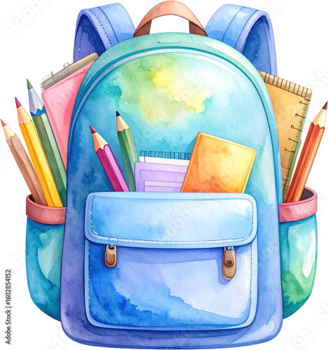 Watercolor School Backpack with Stationery