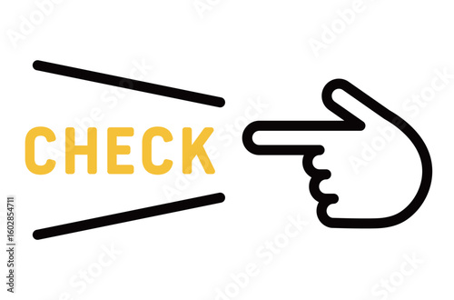 シンプルな指差しアイコン　イラスト　手　注目　確認　ポイント　アドバイス　チェック　指を差す　重要