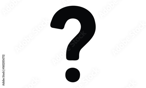 Black question mark symbol on white background. Vector retro hand drawn illustration.