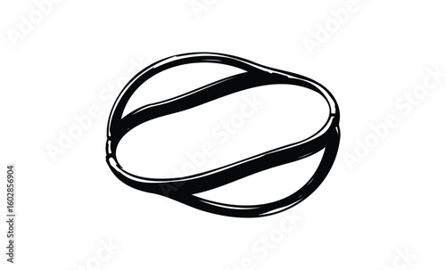 Abstract black intersecting rings on white background. Vector retro hand drawn illustration.