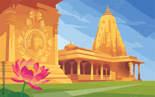 Flat Hindu religion background vector illustration