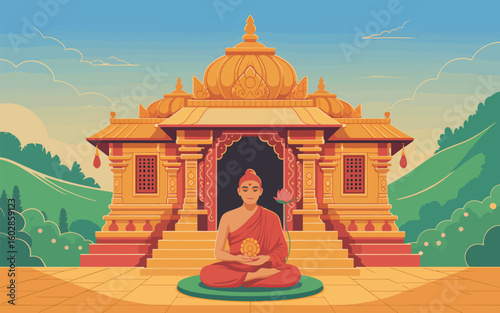 Flat Hindu religion background vector illustration
