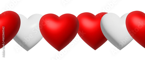 3d heart seamless border. Vector illustration