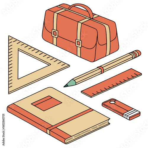 Back to School Supplies Flat Lay Illustration