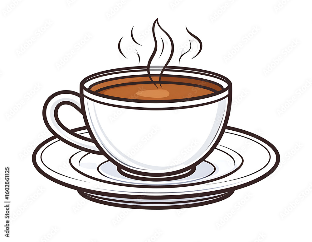 Obraz premium Steaming Coffee Cup Illustration