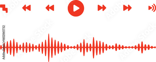 Audio waveform and player controls sound music