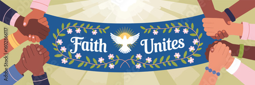 Flat religion banner vector illustration