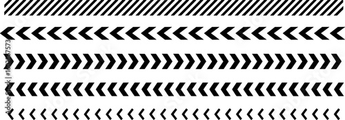 Black chevron and diagonal stripe border elements vector