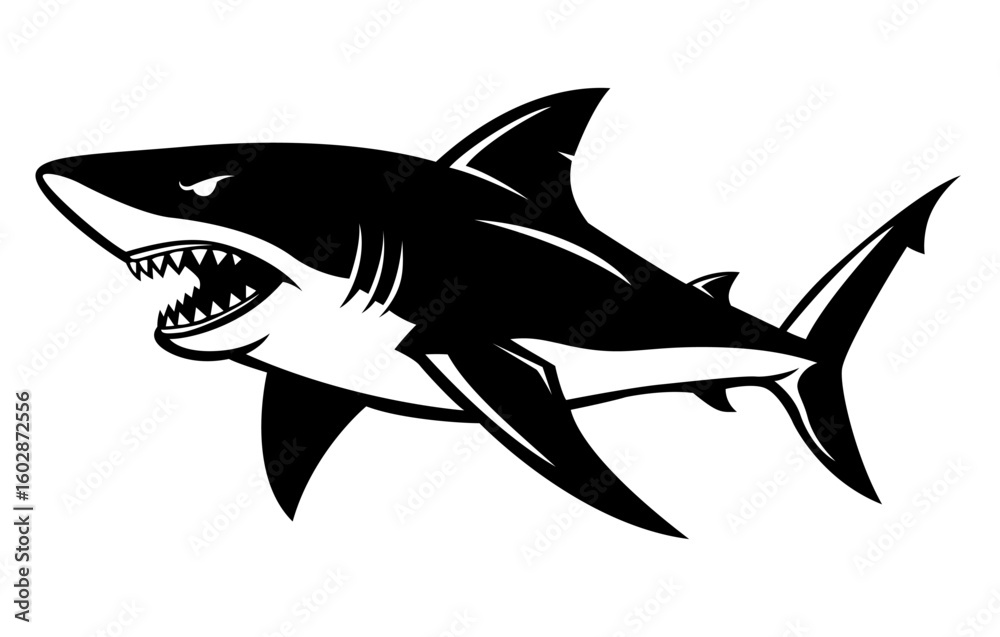 Obraz premium Silhouette Shark Logo Design illustration