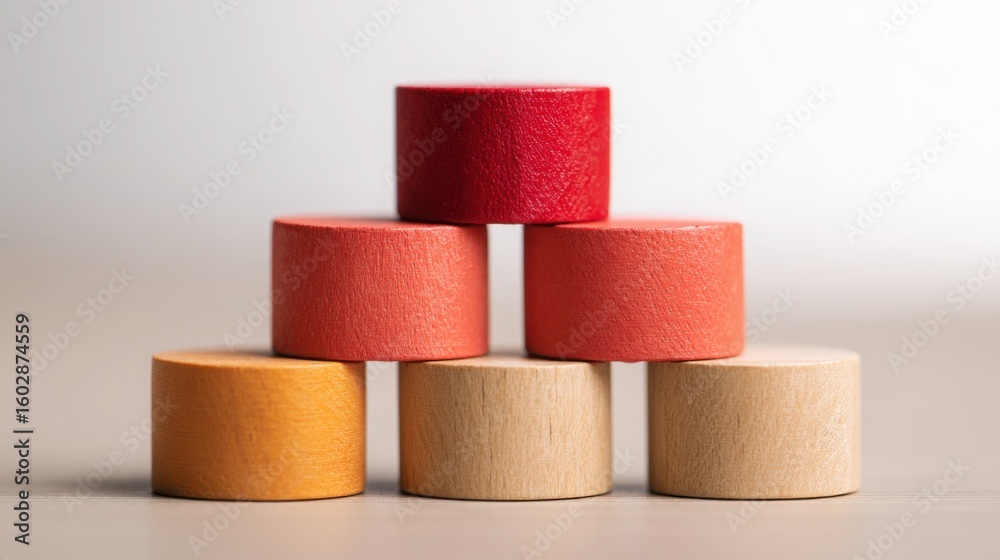 Obraz premium A stack of wooden blocks representing collaborative equity strategy icon concept for teamwork and structural growth