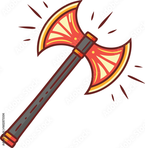 Magical ember axe illustration. Fiery enchanted blade for epic storytelling and hero concept.
