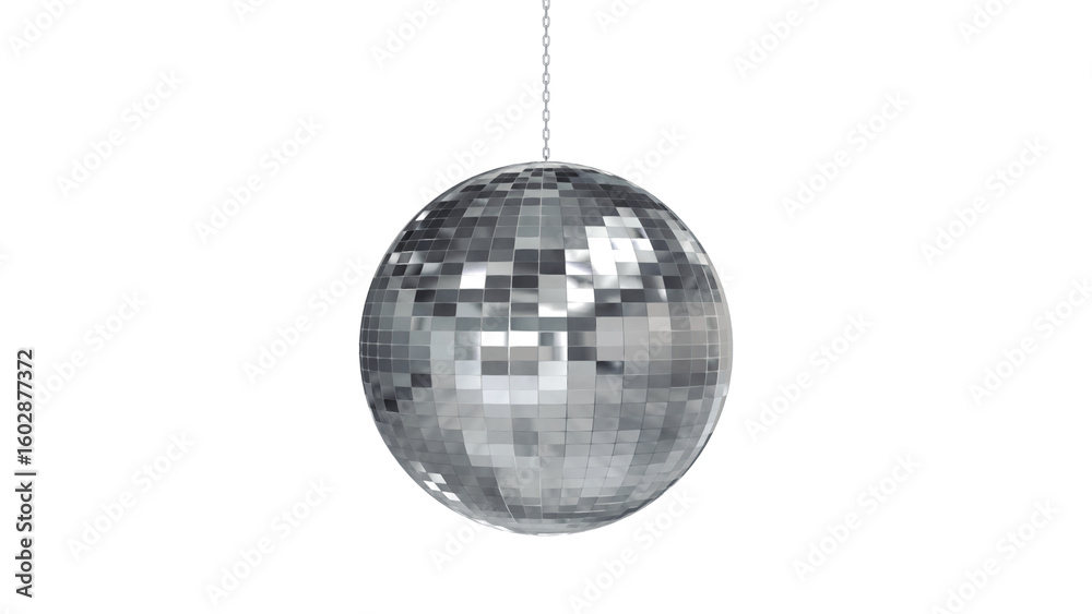 Obraz premium disco ball rotating isolated on transparent background , png 3d music party night and concert social media motion design element