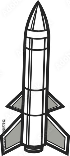 Fired missile with smoke trail. Modern vector illustration for defense and combat themes.