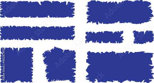 Blue distressed shapes with jagged edges and rough borders vector
