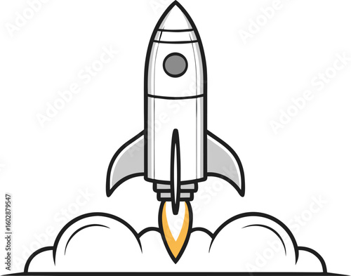 Rocket ship icon in flat vector style. Space exploration symbol for apps, websites, and educational materials.