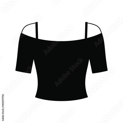Black OffShoulder Short Sleeve Crop Top Fashion Apparel Womenswear Summer Style
