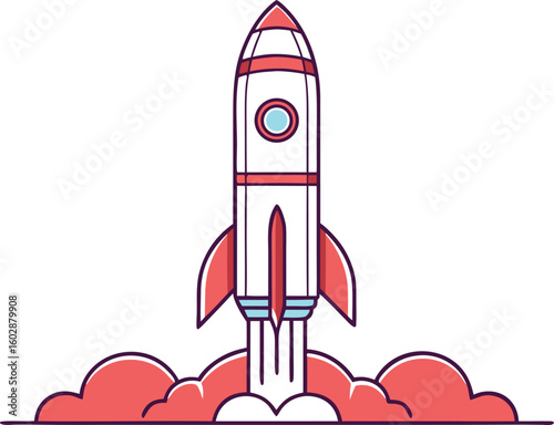 Space rocket vector illustration. Modern spaceship launch icon for technology and science designs.