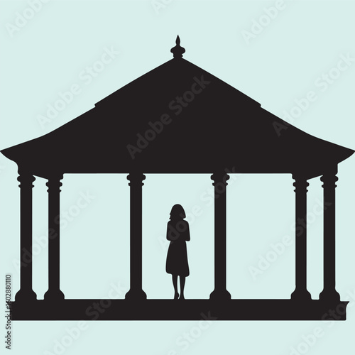People in the Gazebo Silhouette Icon
