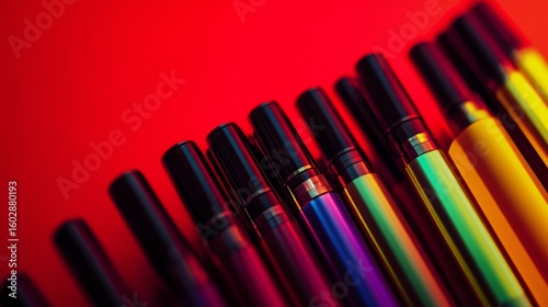 Bunch of multicolored pens on display, likely in a store or art supply shop.
