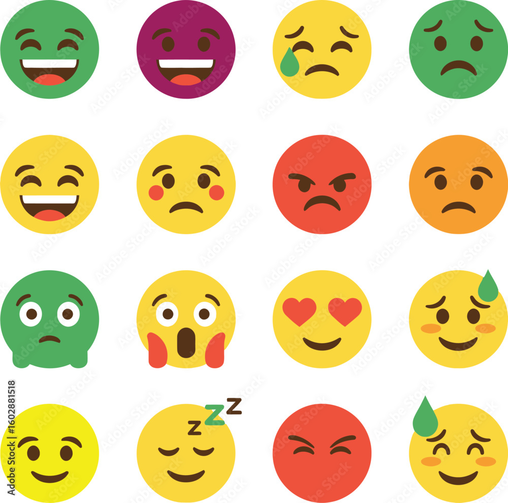 Fototapeta premium Express yourself with dynamic emoji faces showcasing diverse moods and reactions for engaging digital content