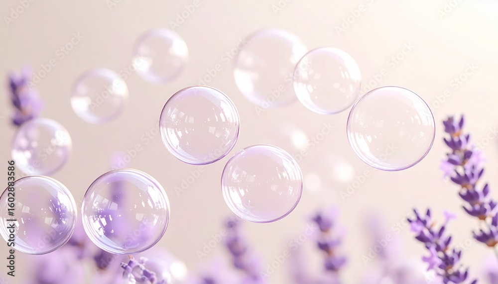 Soft pink lavender soap bubbles floating against cream colored backdrop, dreamy ethereal atmosphere, delicate transparency effects Soft pink lavender soap bubbles floating against cream colored backdrop, dreamy ethereal atmosphere, delicate transparency effects