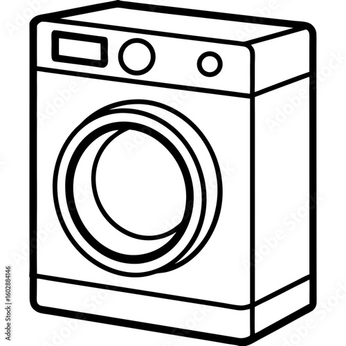 Minimal Washing Machine Line Art