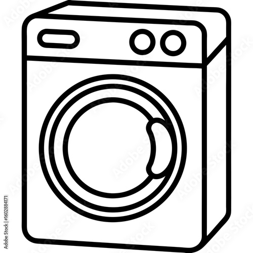Minimal Washing Machine Line Art