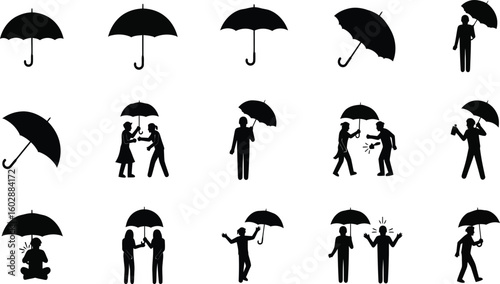 Stay dry with these umbrella silhouettes perfect for weather forecasts and design projects needing protection