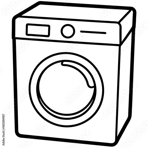 Minimal Washing Machine Line Art