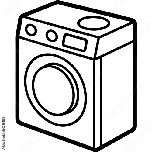 Minimal Washing Machine Line Art