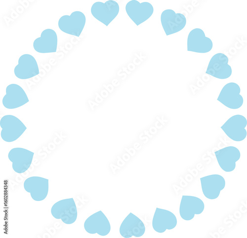 Light blue hearts forming a circular pattern circle decorative