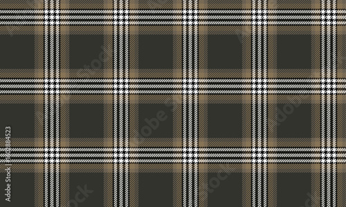 Seamless plaid pattern, dark green, brown, white, black, classic style, suitable for designing fashion skirts, pants, shirts, dresses and modern women's wear.