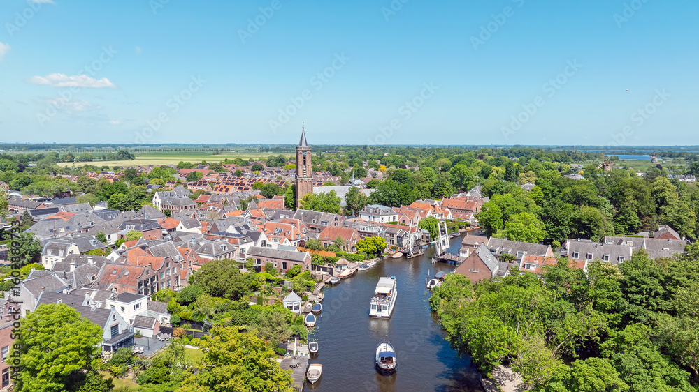 Fototapeta premium Aerial from the historical town Loenen aan de Vecht in the Netherlands