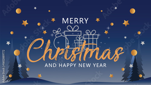 Modern universal artistic template, merry christmas invitation greeting card for corporate holiday, abstract frame and background design, vector illustration