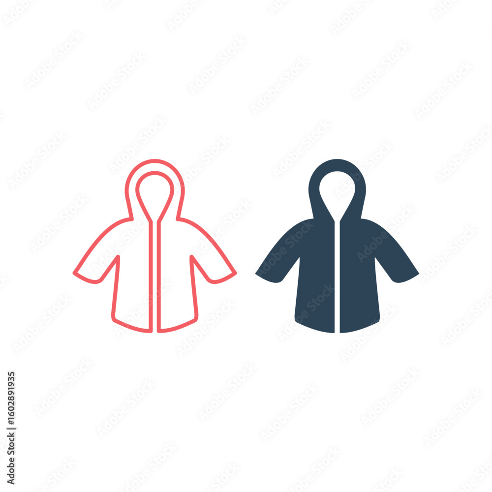 Obraz premium Raincoat vector illustration icons set