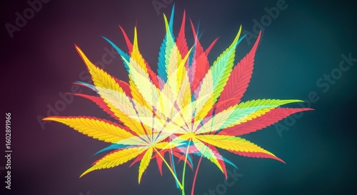 Vibrant Colorful Cannabis Leaf Abstract Art