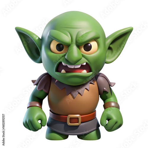 Obraz na płótnie 3d angry goblin isolated on transparent background