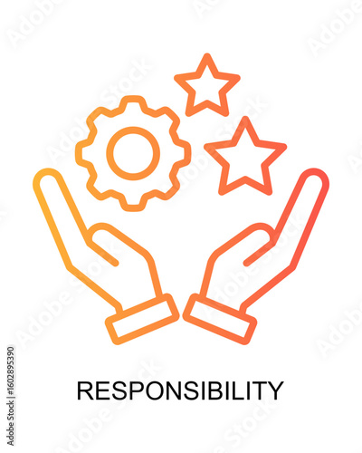 Gradient Style Line Art Responsibility Hand Holding Gear Star Icon