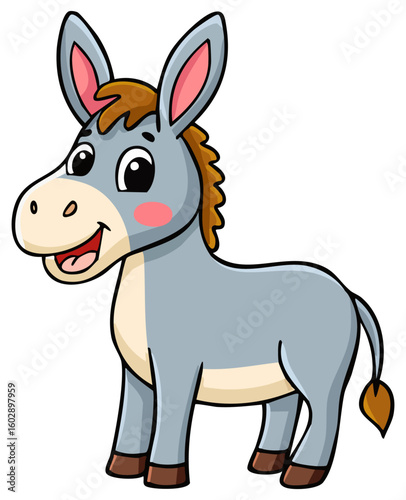 Cute cartoon donkey or burro clipart illustration