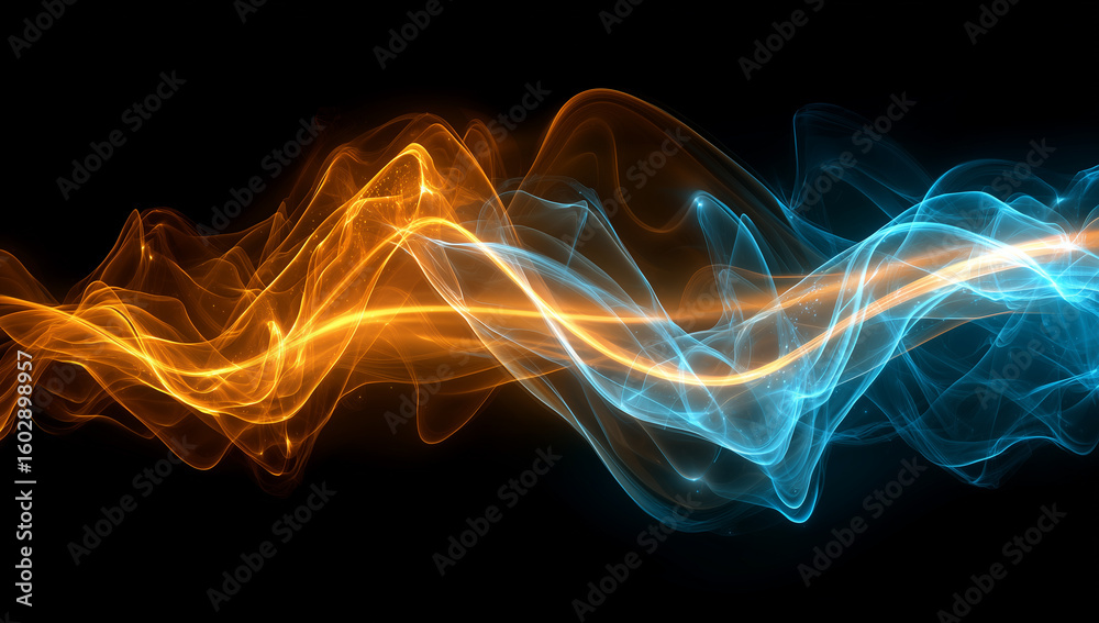 Fototapeta premium Dynamic Fire and Ice Energy Waves