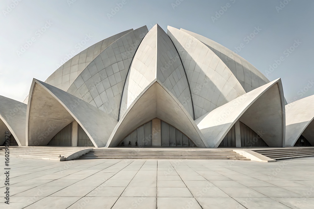 Fototapeta premium Geometric concrete structure with petal like design architecture