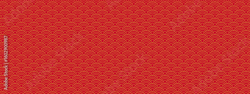 Chinese or Japanese pattern motif background for china seamless texture and red oriental vector. Use for Japan design with wave ornament or tradition. Suitable for banners