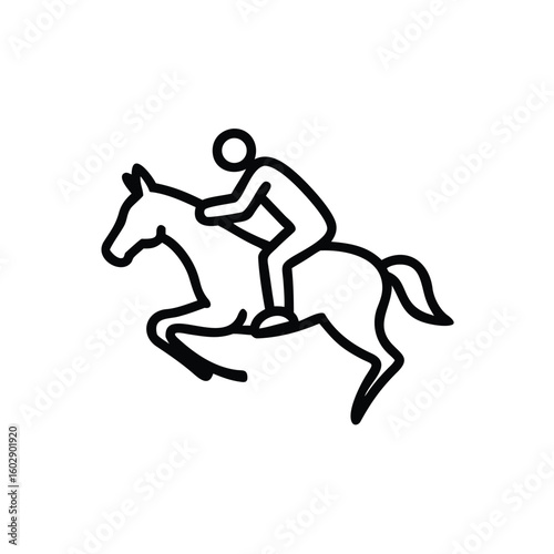 Horse and Rider Jumping Competition Line Art Illustration Silhouette