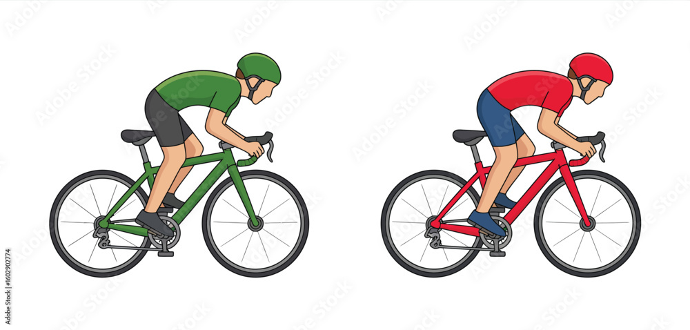Fototapeta premium Two cyclists in racing gear on bicycles