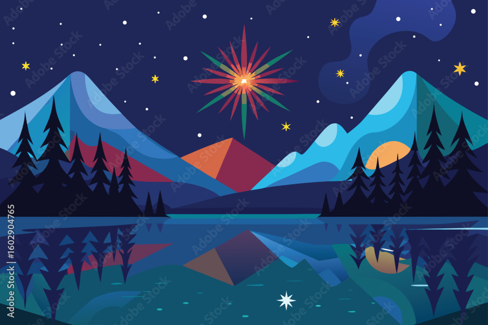 Fototapeta premium vector illustration of a winter landscape