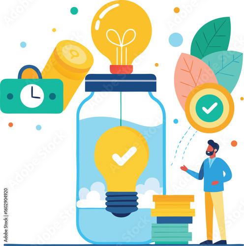Investment in a startup idea and crowdfunding concept vector