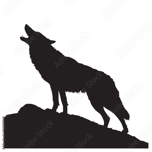 wolf silhouette isolated on white