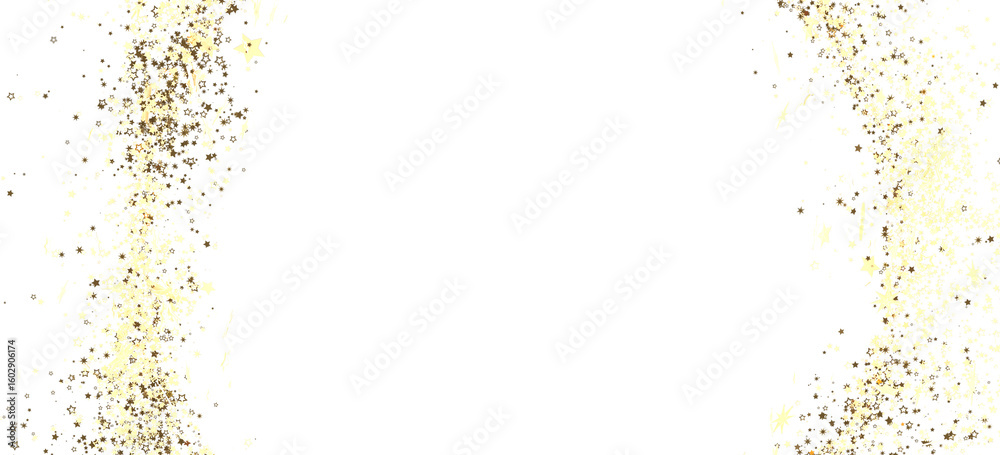 Fototapeta premium Elegant gold glitter stars scattered on a white background. Perfect for holidays, celebrations, and more.