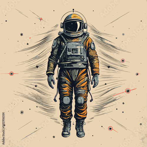 This title combines elements from both the sentences (astronaut in space, astronaut on the moon) and tags (soldier, knight, robot, medieval, etc) into a clear and descriptive name — without using a co